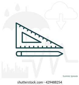 Pencil and ruler line icon