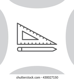 Pencil and ruler line icon