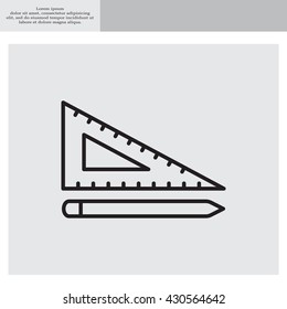 Pencil and ruler line icon