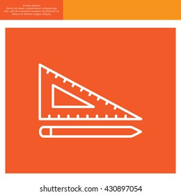 Pencil and ruler line icon