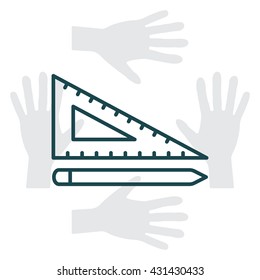 Pencil and ruler line icon
