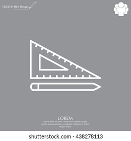 Pencil and ruler line icon