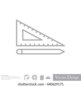 Pencil and ruler line icon