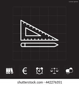 Pencil and ruler line icon