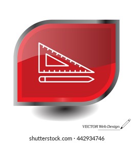 Pencil and ruler line icon