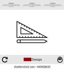 Pencil and ruler line icon