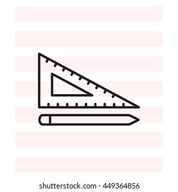 Pencil and ruler line icon