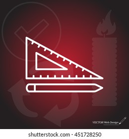Pencil and ruler line icon