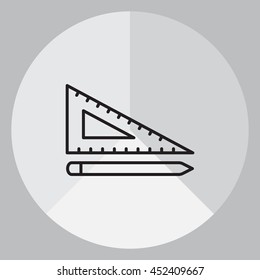 Pencil and ruler line icon
