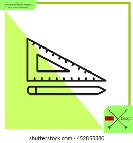 Pencil and ruler line icon