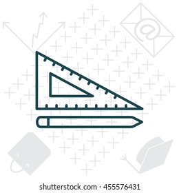 Pencil and ruler line icon