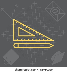 Pencil and ruler line icon