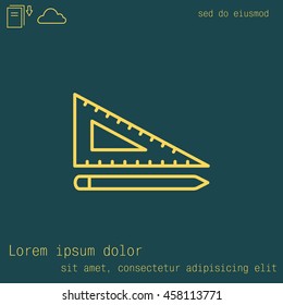 Pencil and ruler line icon