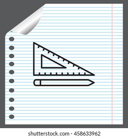 Pencil and ruler line icon