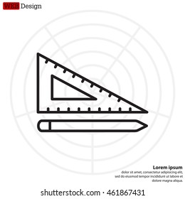 Pencil and ruler line icon