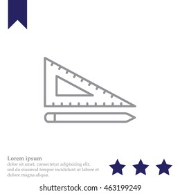 Pencil and ruler line icon
