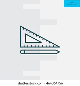 Pencil and ruler line icon
