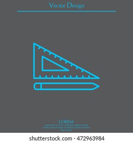 Pencil and ruler line icon