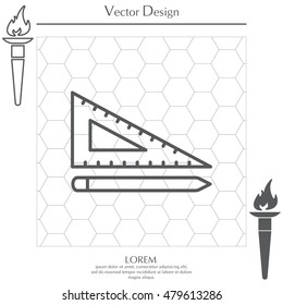 Pencil and ruler line icon