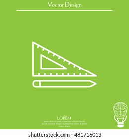 Pencil and ruler line icon