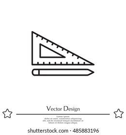 Pencil and ruler line icon