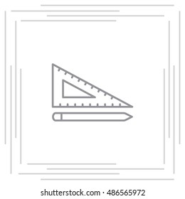 Pencil and ruler line icon