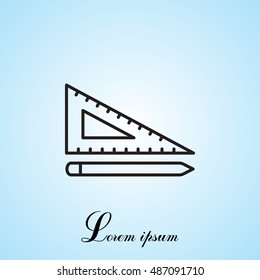 Pencil and ruler line icon