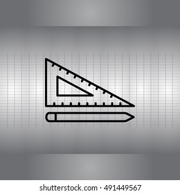 Pencil and ruler line icon