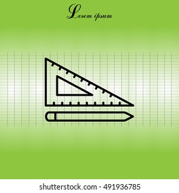 Pencil and ruler line icon
