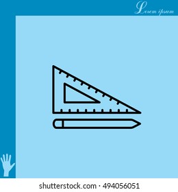 Pencil and ruler line icon