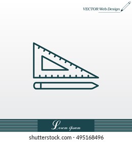 Pencil and ruler line icon