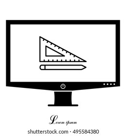Pencil and ruler line icon