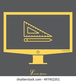 Pencil and ruler line icon
