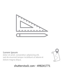 Pencil and ruler line icon