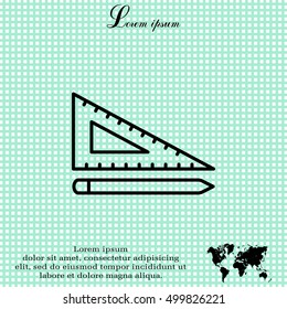 Pencil and ruler line icon