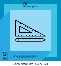 Pencil and ruler line icon