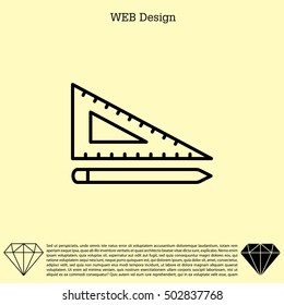 Pencil and ruler line icon