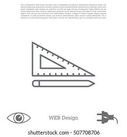 Pencil and ruler line icon