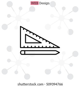 Pencil and ruler line icon