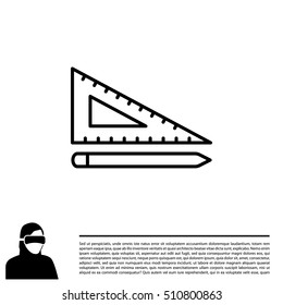 Pencil and ruler line icon