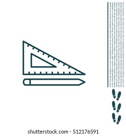 Pencil and ruler line icon
