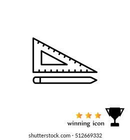 Pencil and ruler line icon