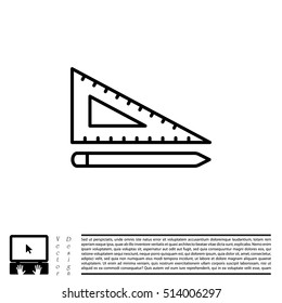 Pencil and ruler line icon