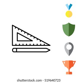 Pencil and ruler line icon