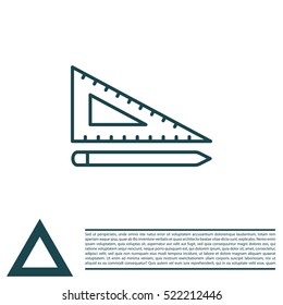 Pencil and ruler line icon