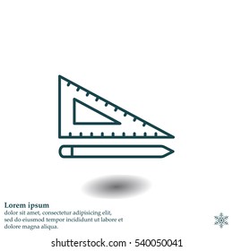 Pencil and ruler line icon