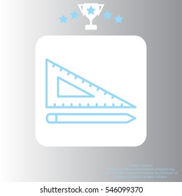 Pencil and ruler line icon