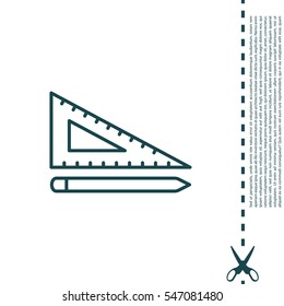 Pencil and ruler line icon