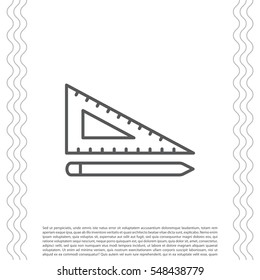 Pencil and ruler line icon
