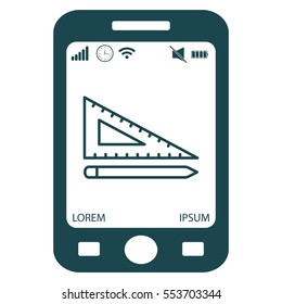 Pencil and ruler line icon